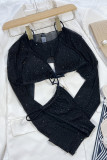 Черная спортивная одежда Однотонные лоскутные комплекты из 3 предметов (с подкладками)