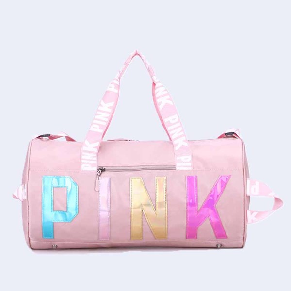 Bolsas com zíper com letras de simplicidade casual rosa claro