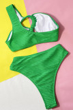 Grüne sexy Sportbekleidung, einfarbig, ausgehöhlt, Patchwork-Bademode (mit Polsterung)