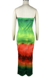 Многоцветные сексуальные лоскутные платья без бретелек с принтом