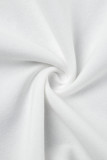 Weiße, modische, lässige, solide Patchwork-Reißverschluss-Oberbekleidung mit Kapuzenkragen