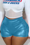 Preto sexy sólido retalhos bolso magro meados de cintura convencional cor sólida bottoms