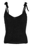Black Sexy Casual Solid Bandage V Neck Tops