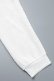 ホワイト ファッション カジュアル ソリッド パッチワーク ジッパー フード付き襟 アウターウェア