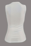 Top bianchi casual con stampa patchwork o collo