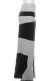 Calças de retalhos de cor de rua preta com abertura alta regular de cintura baixa