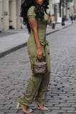 Tute regolari verde militare casual da strada quotidiano patchwork tasca con cerniera colletto con cerniera