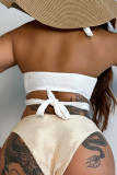 Witte koffie sportkleding bandage uitgeholde patchwork badkleding (met vulling)