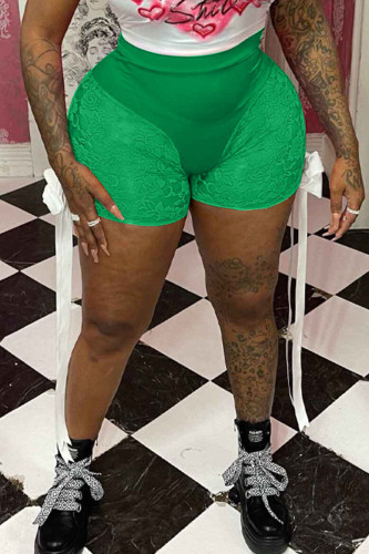 Celebrità verdi Solid Patchwork Skinny Vita alta Pantaloni convenzionali in tinta unita