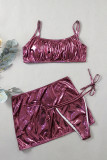 Set da 3 pezzi piega patchwork per abbigliamento sportivo rosa (con imbottitura)