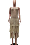 Light Green Celebrities Solid Tassel Hollowed Out Patchwork See-through Swimwears Cover Up