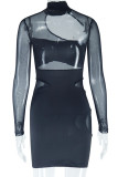 Black Street Однотонные ажурные лоскутные прозрачные платья-юбки с круглым вырезом и запахом