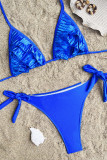 Maillots de bain patchwork à bandage solide bleu royal Sportswear (avec rembourrage)