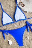 Спортивная одежда королевского синего цвета, однотонные лоскутные купальники с повязками (с подкладками)