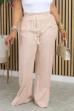 Розовые повседневные однотонные повязки в стиле пэчворк с карманами, свободные однотонные брюки с высокой талией и широкими штанинами