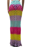 Сексуальная спортивная одежда цвета радуги, повязки с цветными блоками, выдолбленные лоскутные наборы из 3 предметов