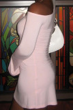 Robes jupe enveloppée à col Oblique, couleur unie, Bandage ajouré, Patchwork, rue noire
