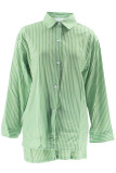 Verde Casual Patchwork Patchwork Fivela Turndown Collar Plus Size Duas Peças