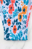 Multicolor Sportswear Print Bandage Patchwork Swimwears(With Paddings)