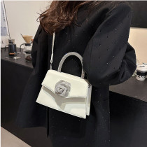 White Daily Solid Patchwork Zipper Bags