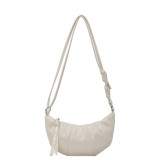 Cream White Daily Solid Patchwork Zipper Bags