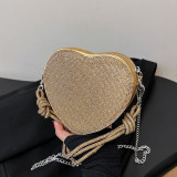 Black Celebrities Elegant Solid Heart Shaped Sequined Rhinestone Bags