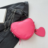 Pink Casual Solid Heart Shaped Rivets Zipper Bags