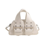 White Casual Vintage Solid Rivets Metal Accessories Decoration Bags
