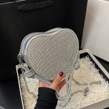 Gold Celebrities Elegant Solid Heart Shaped Sequined Rhinestone Bags
