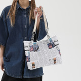 White Daily Print Patchwork Zipper Bags