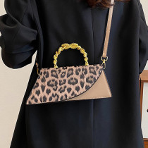 Хаки Повседневные сумки в стиле пэчворк с леопардовым принтом