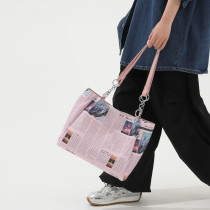 Pink Daily Print Patchwork Zipper Bags