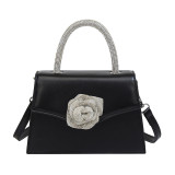 Black Daily Solid Patchwork Zipper Bags