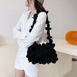 Black Casual Sweet Daily Solid Patchwork Appliques Zipper Bags