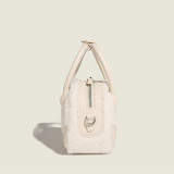 Weiße, solide Patchwork-Flauschtaschen im Vintage-Stil
