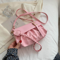 ピンク デイリー シンプル ソリッド メタル アクセサリー デコレーション フォールド バッグ