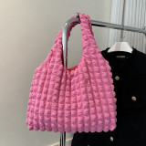 ピンク カジュアル シンプル チェック柄 ソリッド フォールド コントラスト バッグ