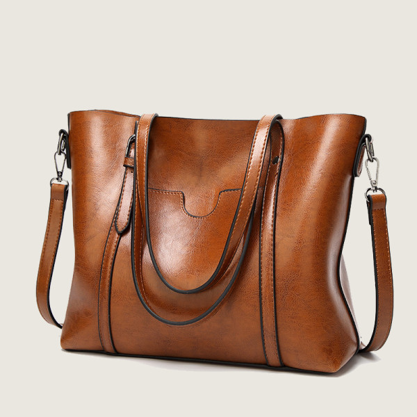 Brun Vintage Simplicity Solid Pocket Zipper Bags
