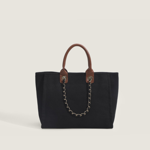 Black Daily Simplicity Solid Chains Contrast Bags