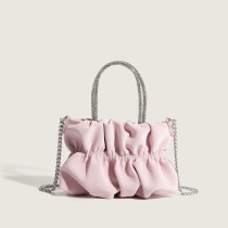 ピンクのスイート シンプル ソリッド チェーン フォールド バッグ