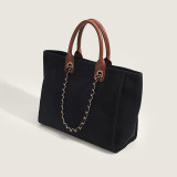 Black Daily Simplicity Solid Chains Contrast Bags