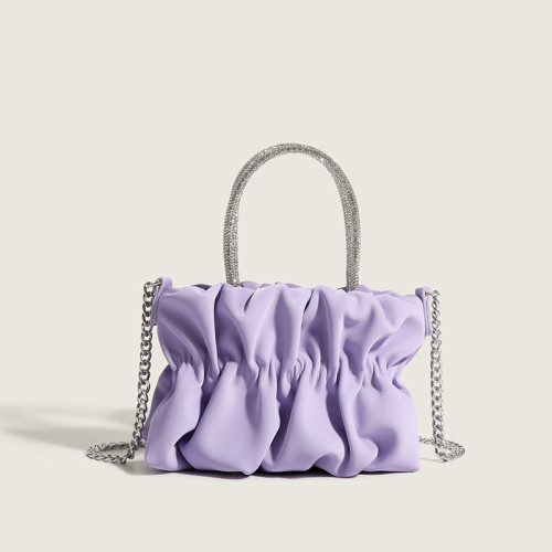 Bolsos plegables con cadenas sólidas y simplicidad dulce púrpura