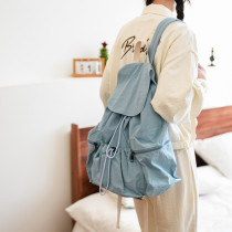 Hellblaue, lässige, tägliche, solide Patchwork-Reißverschlusstaschen mit Kordelzug