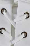 Белые сексуальные однотонные лоскутные перекрещенные бретельки, узкие обычные однотонные плавки с высокой талией