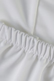 Blanc Sexy solide Patchwork bretelles croisées maigre taille haute conventionnel couleur unie bas