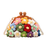 White Sweet Flowers Patchwork Pearl Bags
