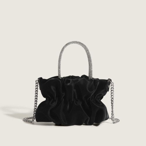 Black Sweet Simplicity Solid Chains Fold Bags