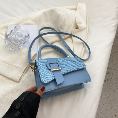 Blue Simplicity Animal Print Patchwork Asymmetrical Bags