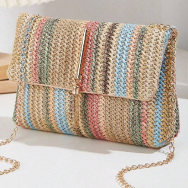 Aprikos Daily Color Block Patchwork Dragkedja Weave Bags