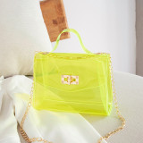 Fluorescent Green Daily Solid Patchwork Zipper Bags